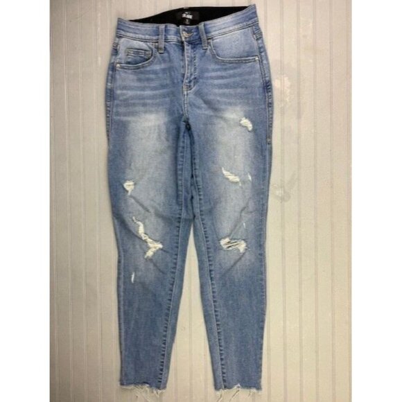 LuLaRoe Size 26 Womens Jeans Skinny Distress Raw Hem Med Wash Stretch - Picture 1 of 5